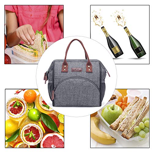 Insulated Grey Lunch Bag with Large Drinks Holder