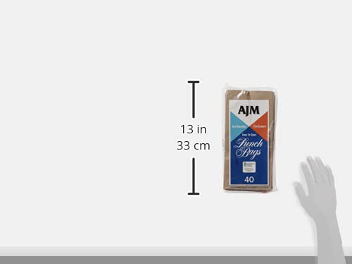 AJM Brown Paper Lunch Bags - 40 Pack