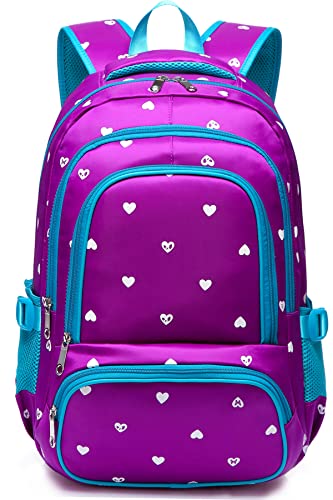 Cute Heart Print Girls' Backpack for School