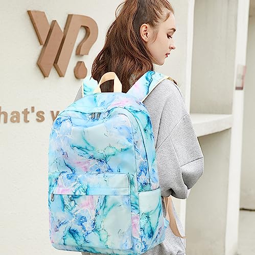 Marble Purple Teen Backpack with Lunch Bag
