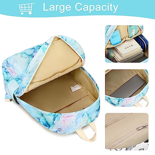 Marble Purple Teen Backpack with Lunch Bag