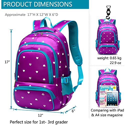 Cute Heart Print Girls' Backpack for School