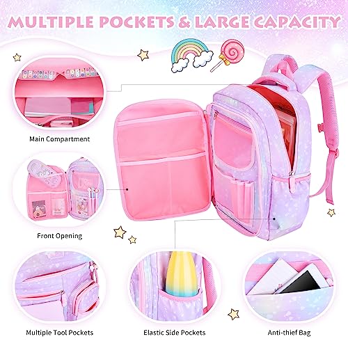 BYXEPA Girls Purple Backpack with Compartments