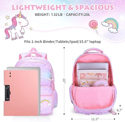 BYXEPA Girls Purple Backpack with Compartments