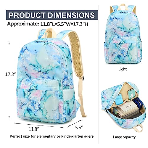 Marble Purple Teen Backpack with Lunch Bag