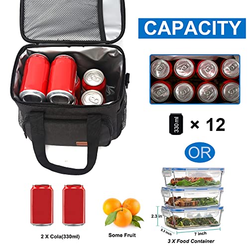 Insulated Reusable Lunch Box - Black Cooler Bag