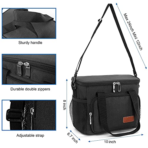 Insulated Reusable Lunch Box - Black Cooler Bag