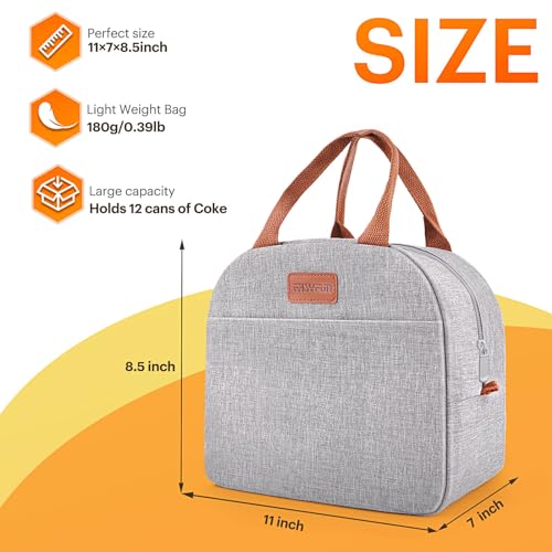 Insulated Leakproof Lunch Bag - Grey Cooler Tote