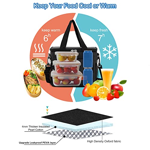 Insulated Reusable Lunch Box - Black Cooler Bag