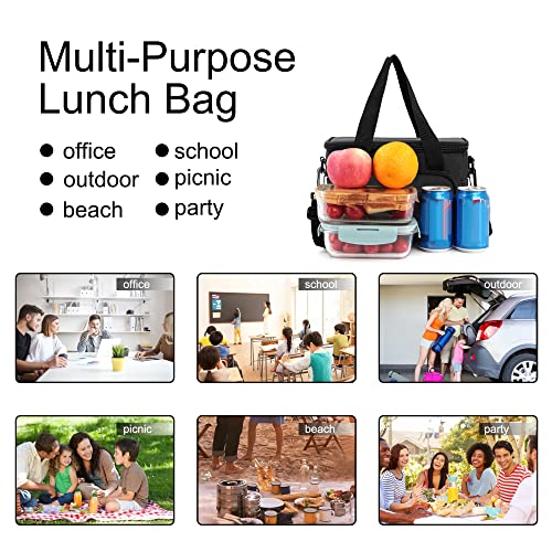 Insulated Reusable Lunch Box - Black Cooler Bag