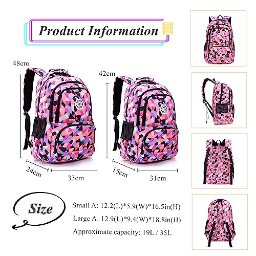 Geometric Purple Backpack for Girls - School Use