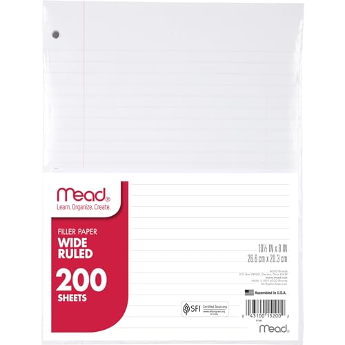 Mead Wide Ruled Loose Leaf Filler Paper, 200 Sheets