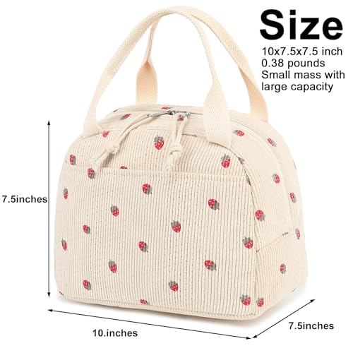 Quirky Corduroy Insulated Lunch Bag - Strawberry