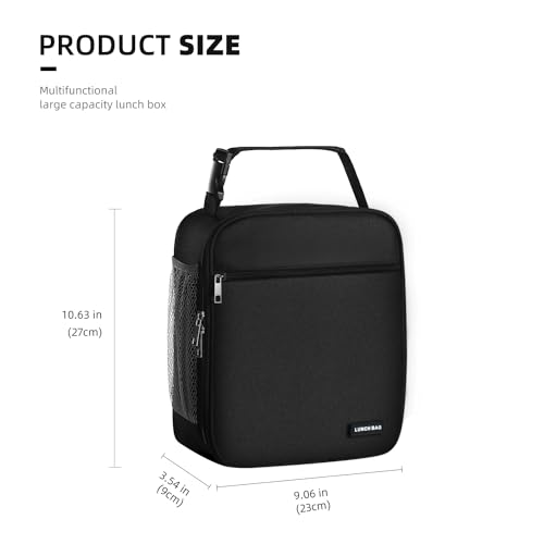AYEANY Insulated Large Capacity Lunch Bag (Black)