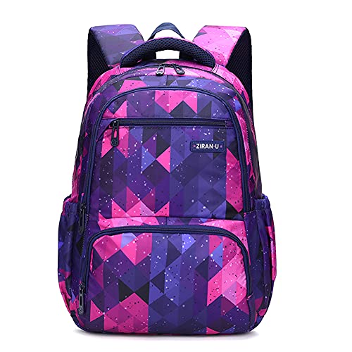 Purple Geometric Kids Backpack for School and Fun