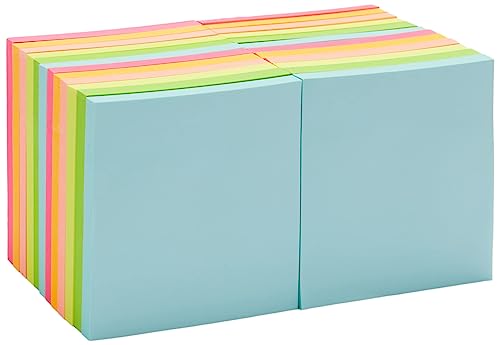 Amazon Basics 3x3 Inch Square Sticky Notes, Assorted
