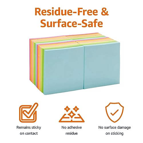Amazon Basics 3x3-Inch Square Sticky Notes, 24-Pack