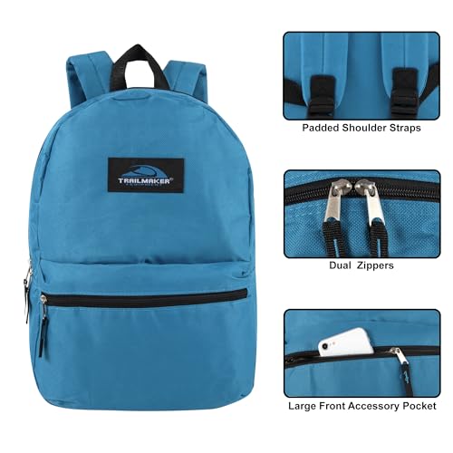 Classic 17-Inch Light Blue Backpack with Straps