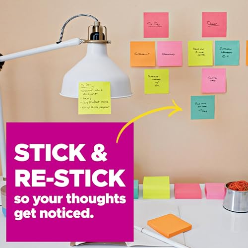 Super Sticky Neon Notes - Assorted Sizes, 15 Pads