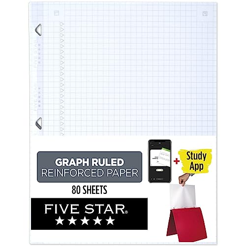 Five Star Graph Ruled Loose Leaf Paper, 80 Sheets