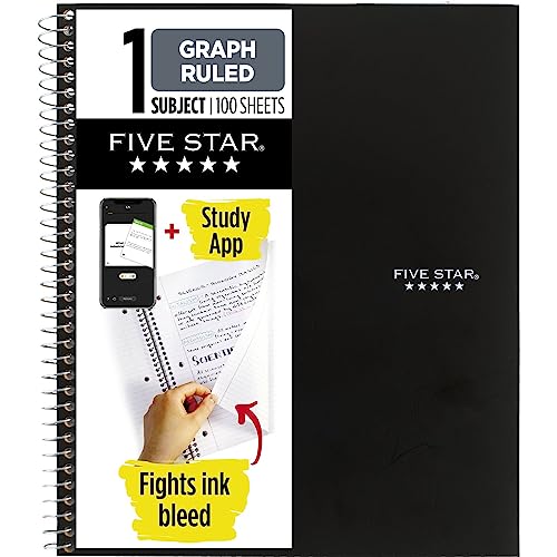 Five Star Graph Ruled Spiral Notebook, 100 Sheets