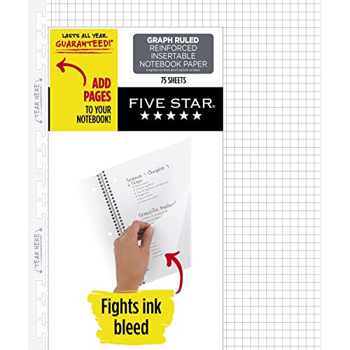 Five Star Insertable Loose Leaf Notebook Paper, 75 Sheets