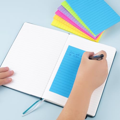 Bright Lined Sticky Note Pads, 4x6 Inches, 6 Pack