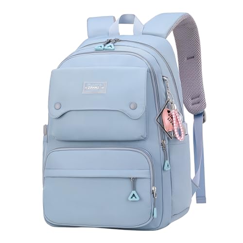 Solid Color Multi-Pocket Backpack for Teen Girls