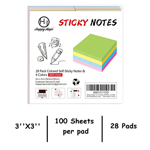 Colored Sticky Notes Bulk Pack - 28 Pads