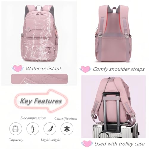 Solid Color Multi-Pocket Backpack for Teen Girls