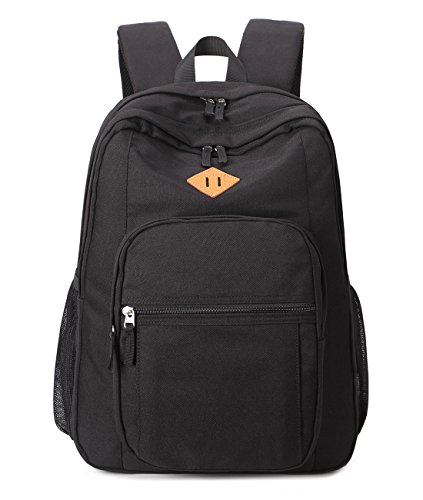 Water-Resistant Classic Black Travel Backpack for Students