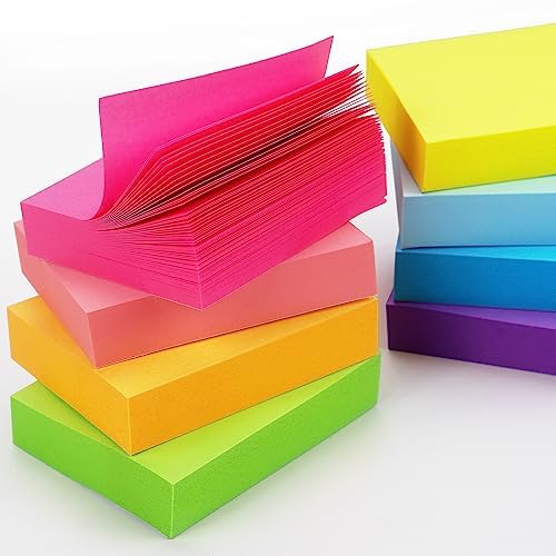 Bright Color Sticky Notes - 8 Pads, 800 Sheets