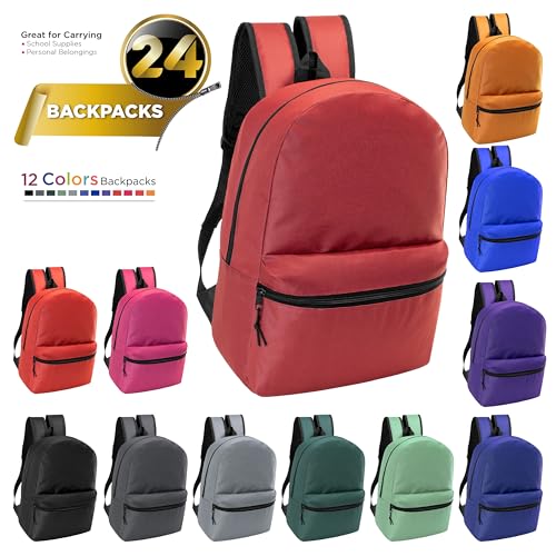 24-Pack Assorted 17" Backpacks for Students