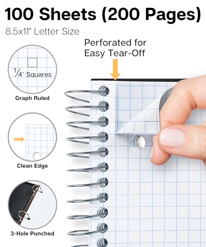 Graph Ruled Spiral Notebook with Poly Pocket