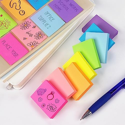 Bright Color Sticky Notes - 8 Pads, 800 Sheets