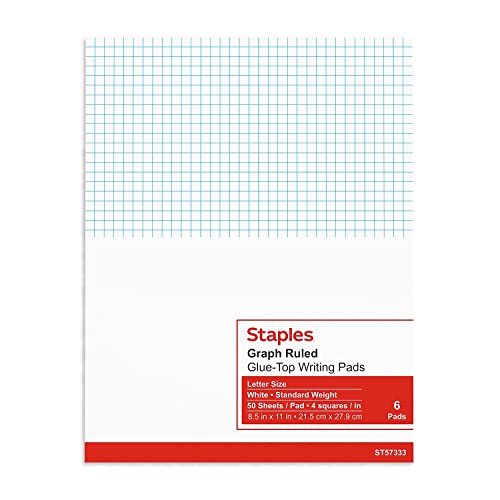 STAPLES Graph Pads 8.5" x 11" - 6 Pack