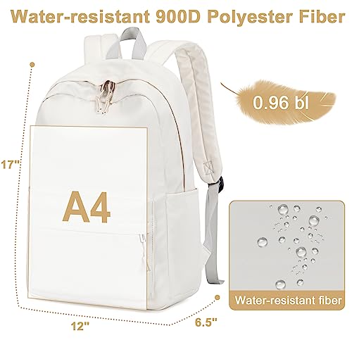 Solid Beige Laptop Backpack for Teens and Women