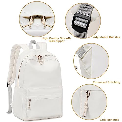 Solid Beige Laptop Backpack for Teens and Women