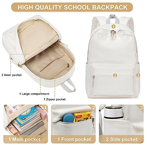 Solid Beige Laptop Backpack for Teens and Women