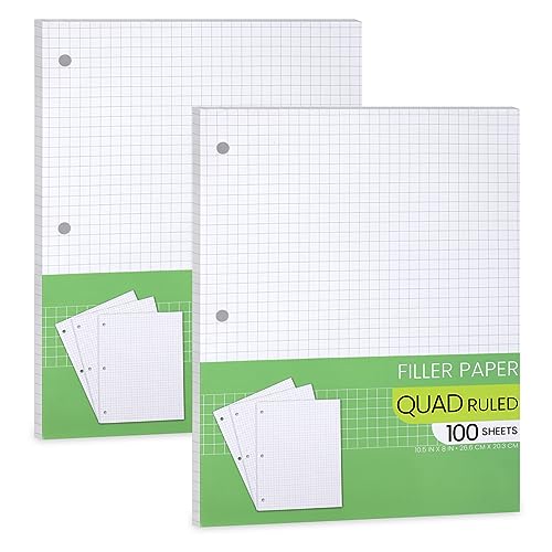 Graph Ruled Loose Leaf Graph Paper, 2 Pack