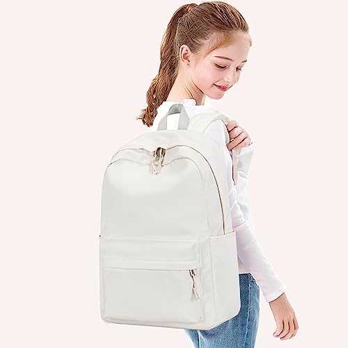 Solid Beige Laptop Backpack for Teens and Women