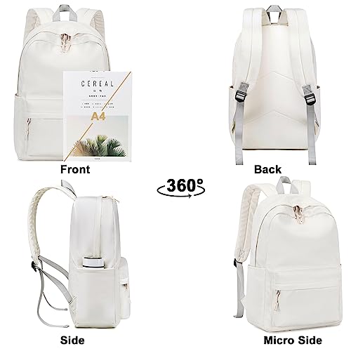 Solid Beige Laptop Backpack for Teens and Women