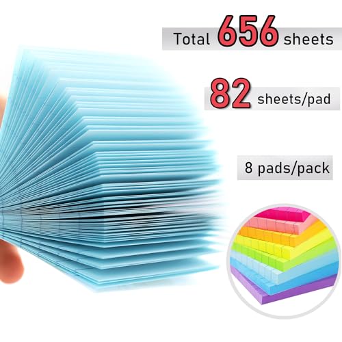 Bright 3x3 Lined Sticky Notes - 8 Pads