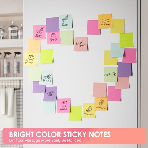 Colorful 3x3 Sticky Notes - 8 Pads, 60 Sheets