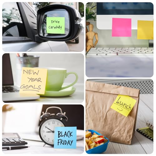 Colorful 3x3 Sticky Notes - 8 Pads, 60 Sheets
