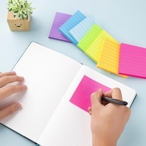 Bright 3x3 Lined Sticky Notes - 8 Pads