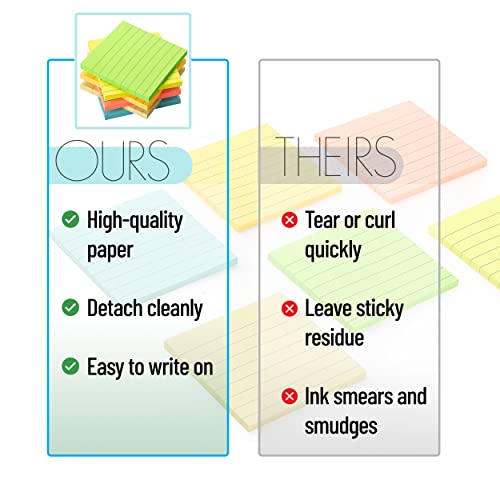 Pastel Lined Sticky Notes - 3x3, 6 Pads