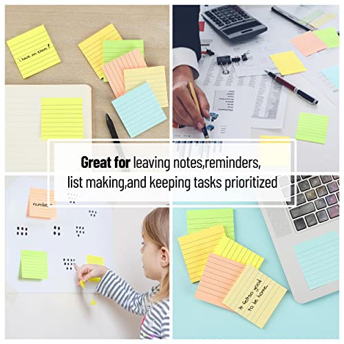 Pastel Lined Sticky Notes - 3x3, 6 Pads