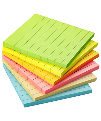Pastel Lined Sticky Notes - 3x3, 6 Pads