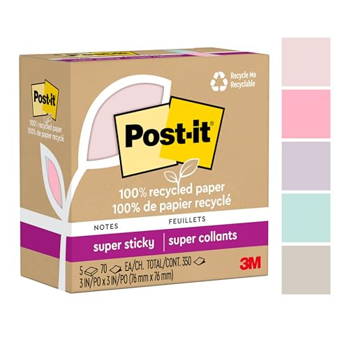 Eco-Friendly Super Sticky Notes, 3x3 in, 5 Pads